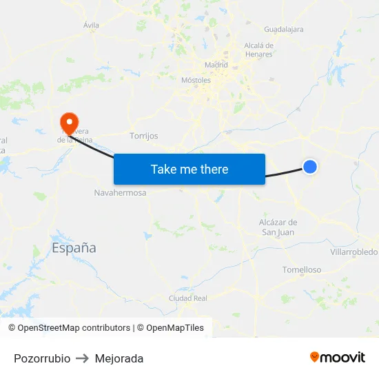 Pozorrubio to Mejorada map