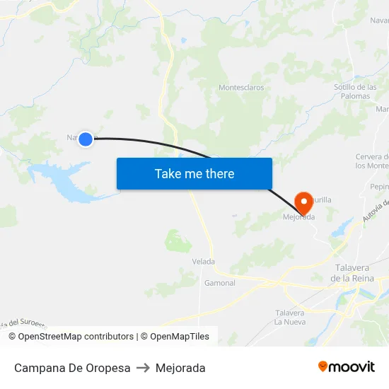 Campana De Oropesa to Mejorada map