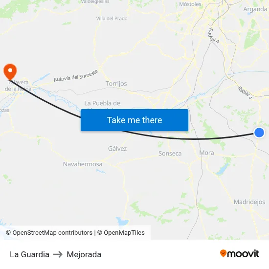 La Guardia to Mejorada map