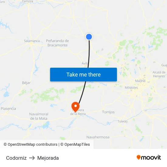 Codorniz to Mejorada map