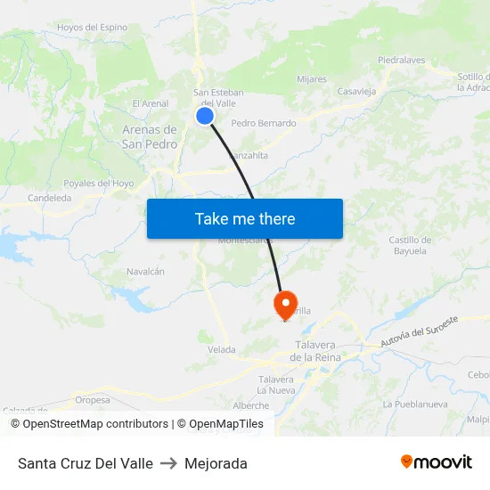 Santa Cruz Del Valle to Mejorada map