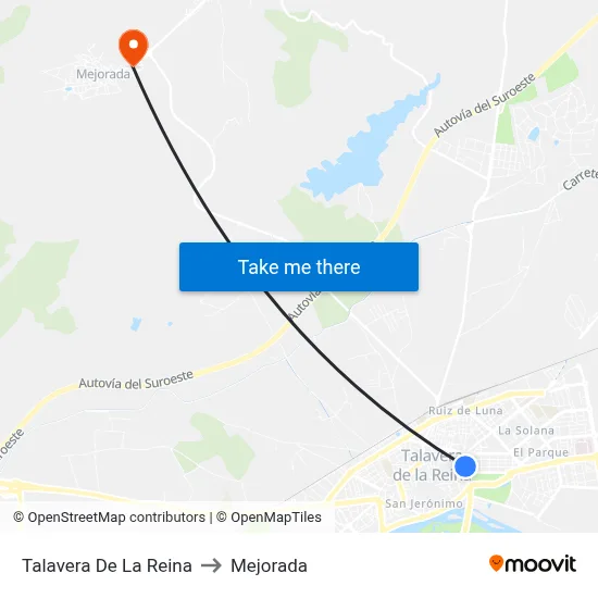 Talavera De La Reina to Mejorada map