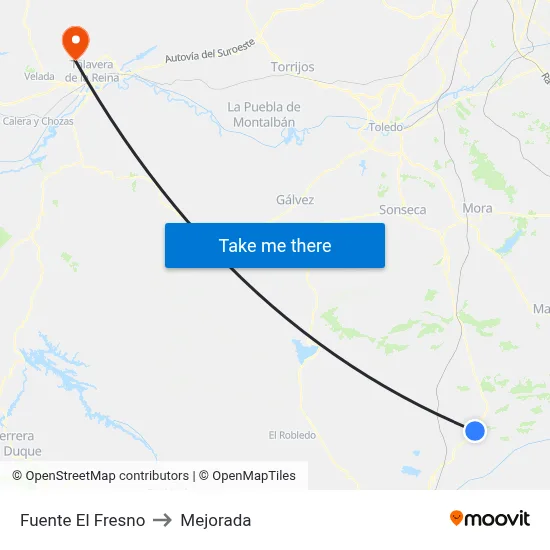 Fuente El Fresno to Mejorada map
