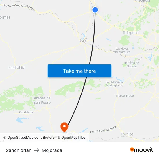 Sanchidrián to Mejorada map