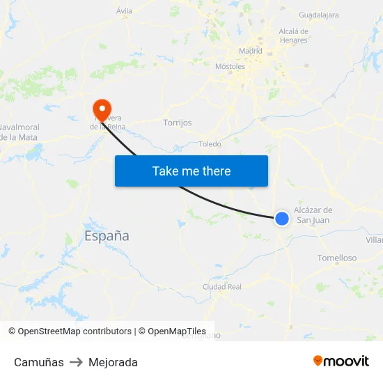 Camuñas to Mejorada map
