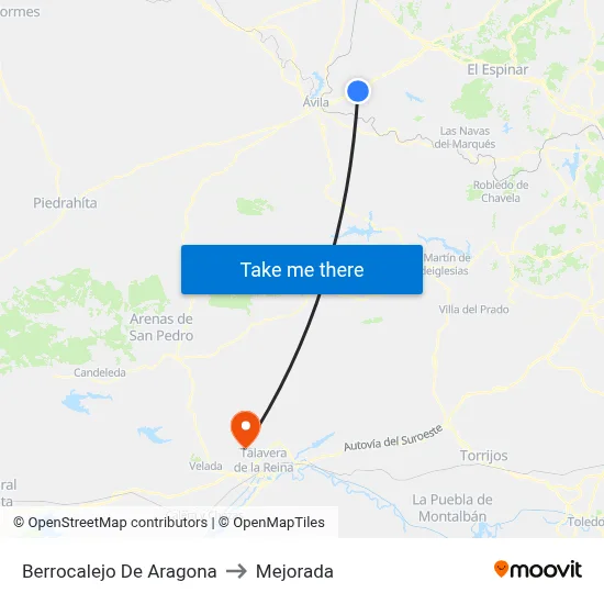 Berrocalejo De Aragona to Mejorada map