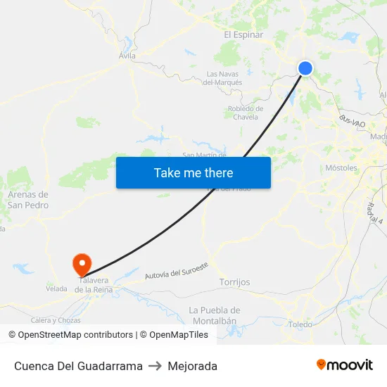 Cuenca Del Guadarrama to Mejorada map