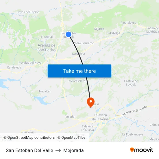 San Esteban Del Valle to Mejorada map