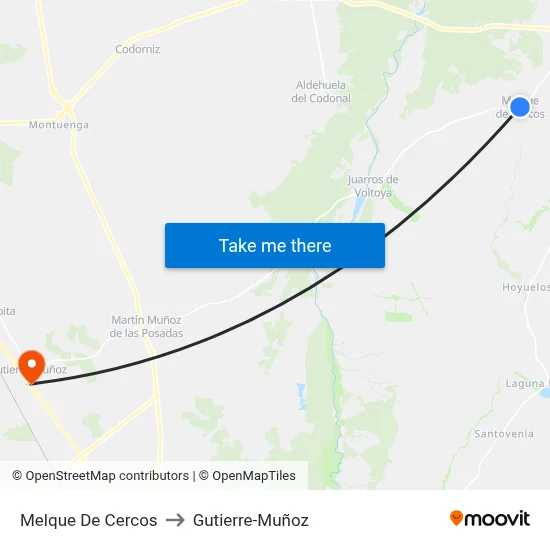 Melque De Cercos to Gutierre-Muñoz map