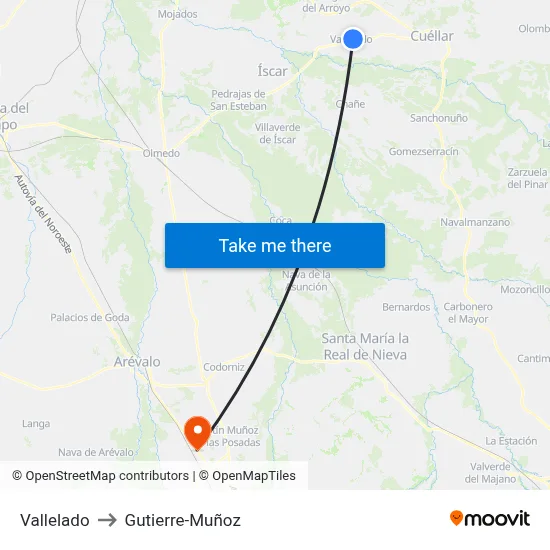 Vallelado to Gutierre-Muñoz map