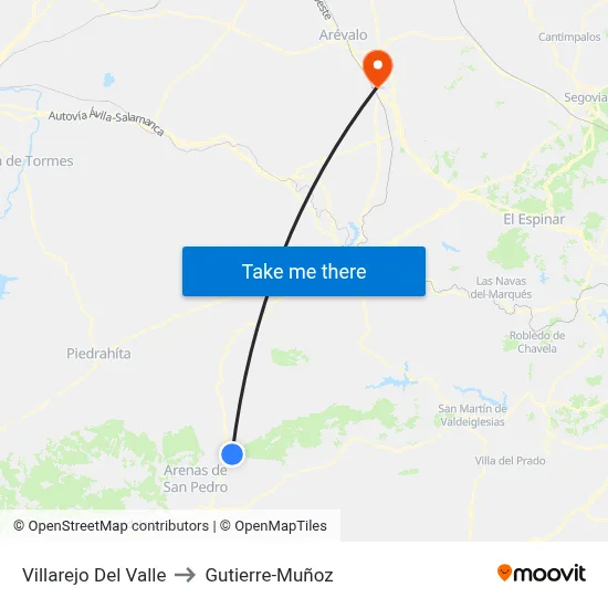 Villarejo Del Valle to Gutierre-Muñoz map