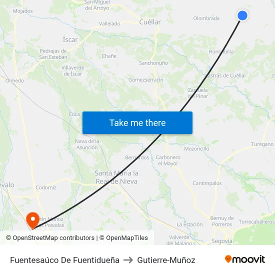 Fuentesaúco De Fuentidueña to Gutierre-Muñoz map