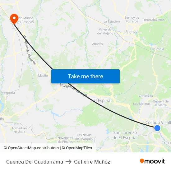 Cuenca Del Guadarrama to Gutierre-Muñoz map