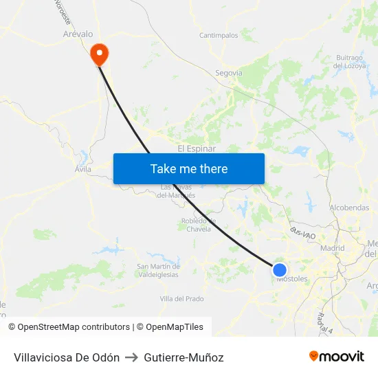 Villaviciosa De Odón to Gutierre-Muñoz map