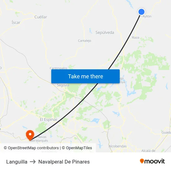 Languilla to Navalperal De Pinares map
