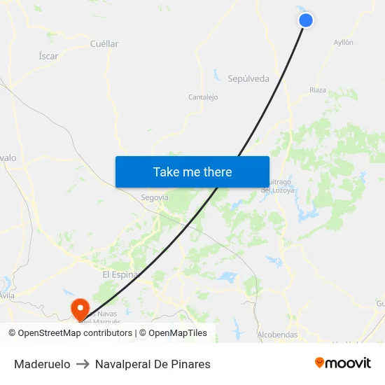 Maderuelo to Navalperal De Pinares map