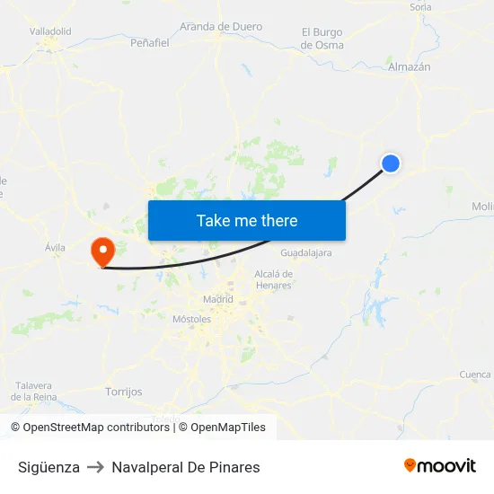 Sigüenza to Navalperal De Pinares map
