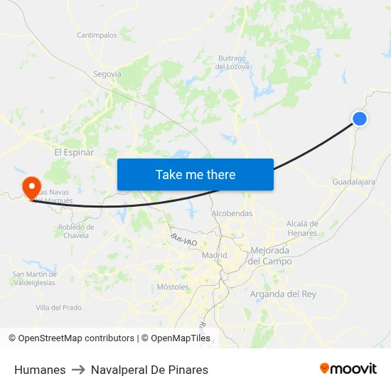Humanes to Navalperal De Pinares map