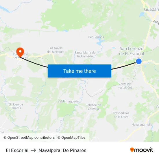 El Escorial to Navalperal De Pinares map
