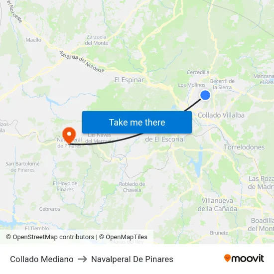 Collado Mediano to Navalperal De Pinares map
