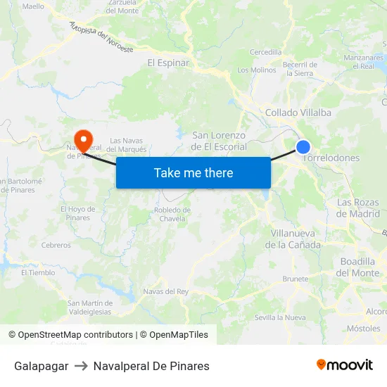 Galapagar to Navalperal De Pinares map