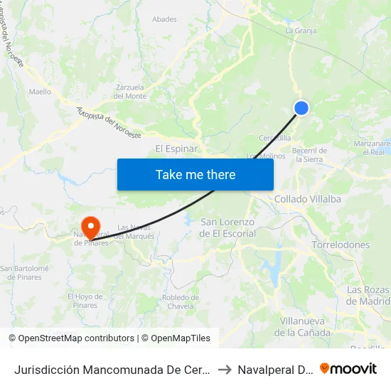 Jurisdicción Mancomunada De Cerdedilla Y Navacerrada to Navalperal De Pinares map