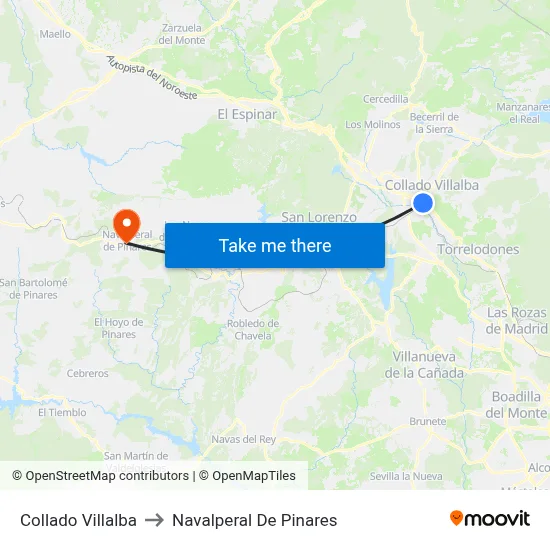 Collado Villalba to Navalperal De Pinares map
