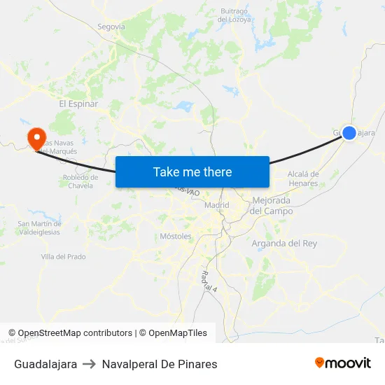 Guadalajara to Navalperal De Pinares map