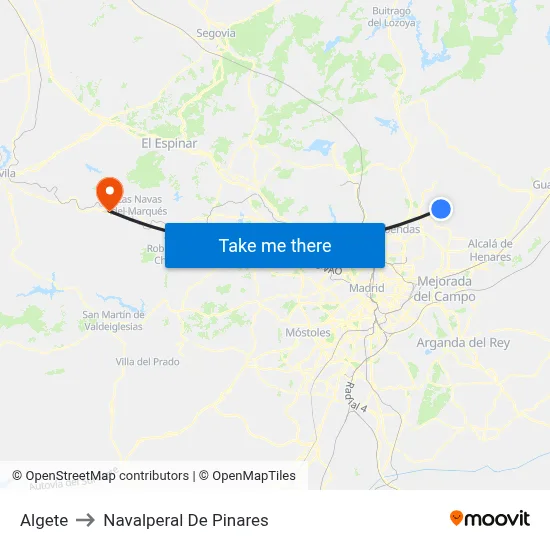 Algete to Navalperal De Pinares map