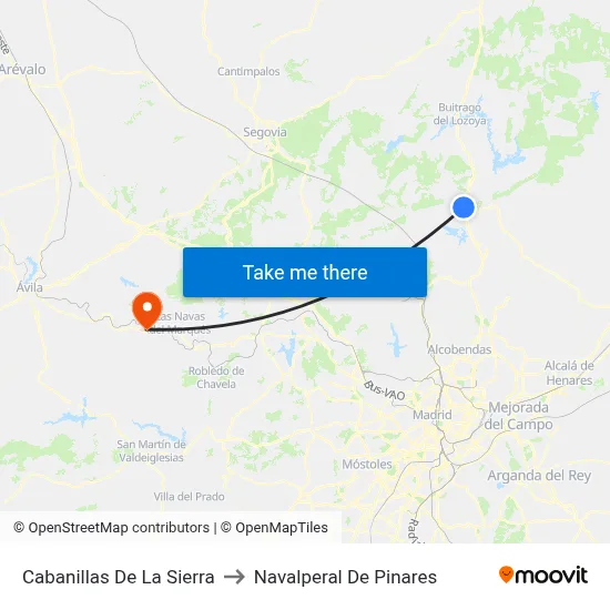 Cabanillas De La Sierra to Navalperal De Pinares map