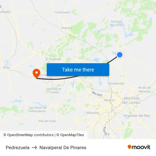 Pedrezuela to Navalperal De Pinares map