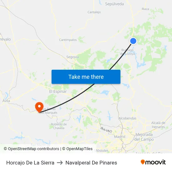 Horcajo De La Sierra to Navalperal De Pinares map