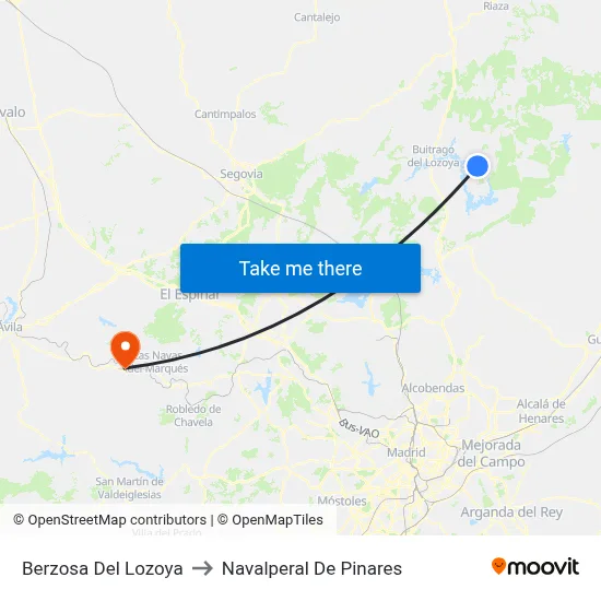 Berzosa Del Lozoya to Navalperal De Pinares map
