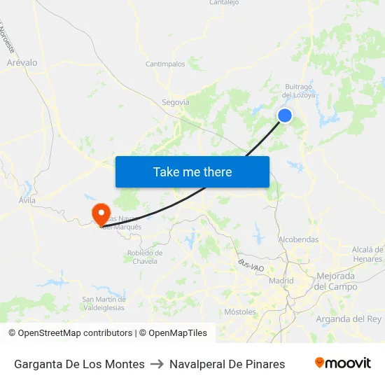 Garganta De Los Montes to Navalperal De Pinares map