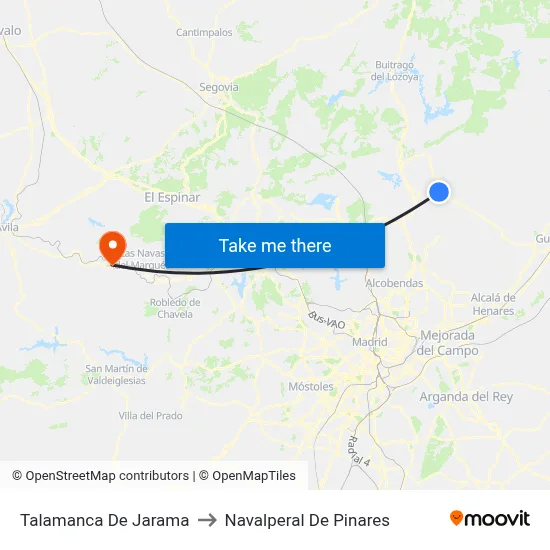 Talamanca De Jarama to Navalperal De Pinares map