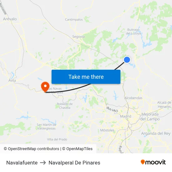 Navalafuente to Navalperal De Pinares map