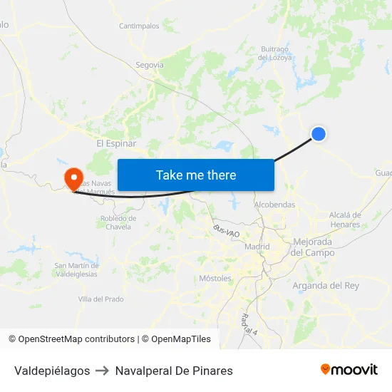 Valdepiélagos to Navalperal De Pinares map