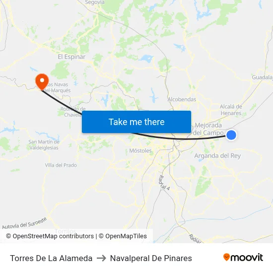Torres De La Alameda to Navalperal De Pinares map