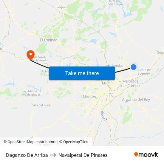Daganzo De Arriba to Navalperal De Pinares map