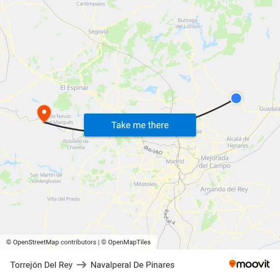 Torrejón Del Rey to Navalperal De Pinares map