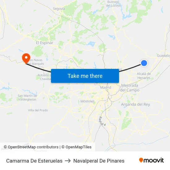Camarma De Esteruelas to Navalperal De Pinares map