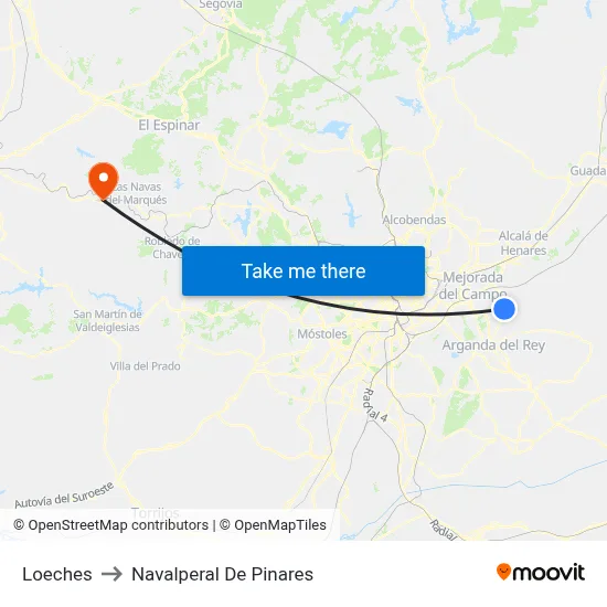 Loeches to Navalperal De Pinares map