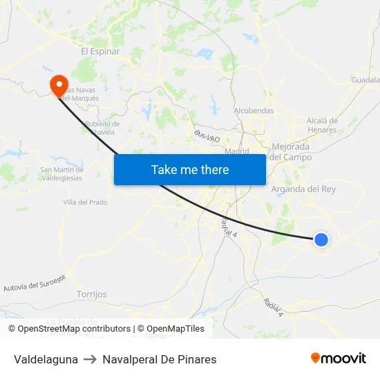 Valdelaguna to Navalperal De Pinares map