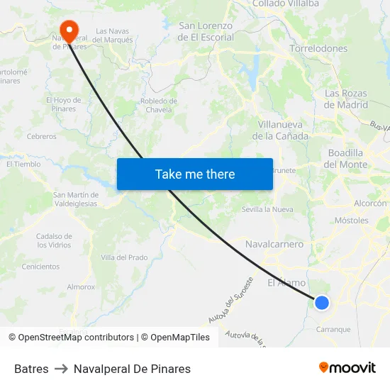 Batres to Navalperal De Pinares map