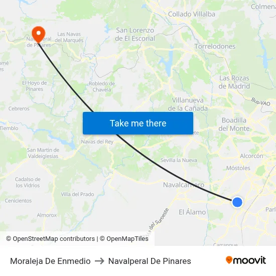 Moraleja De Enmedio to Navalperal De Pinares map