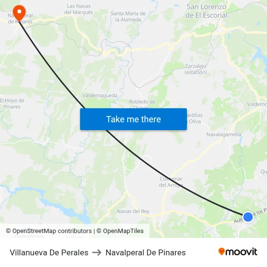 Villanueva De Perales to Navalperal De Pinares map