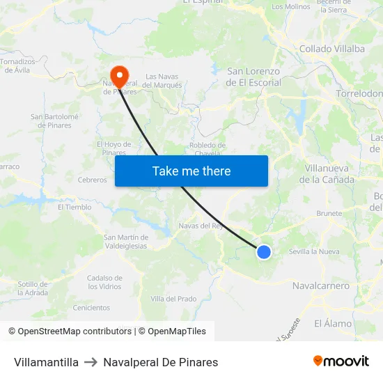 Villamantilla to Navalperal De Pinares map