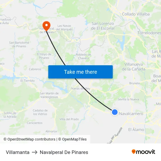 Villamanta to Navalperal De Pinares map
