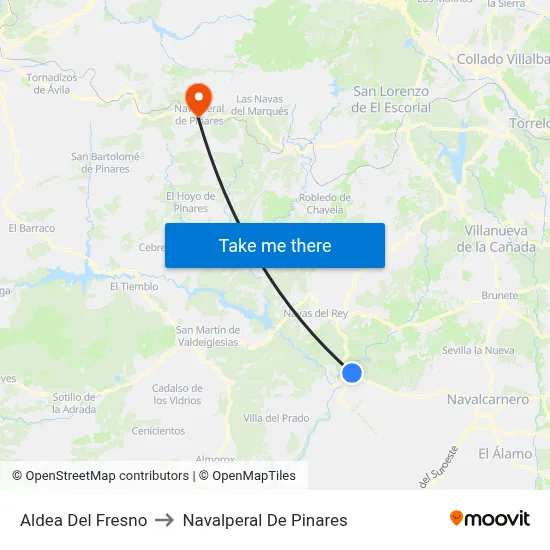 Aldea Del Fresno to Navalperal De Pinares map