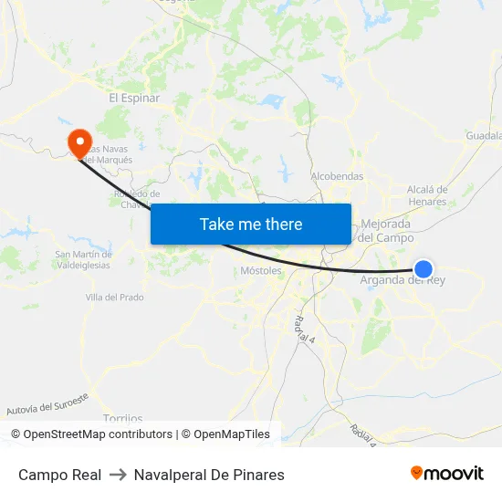 Campo Real to Navalperal De Pinares map